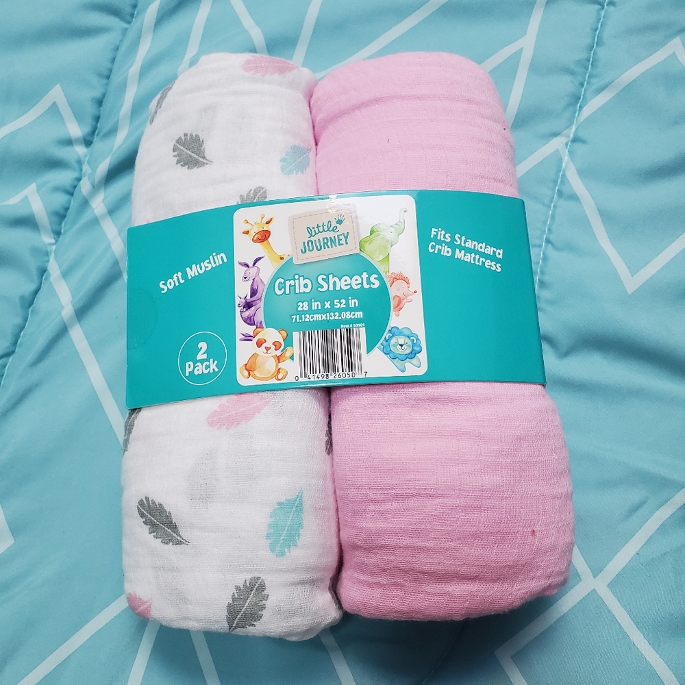 Little Journey 2-Pack Muslin Cri. Sheets